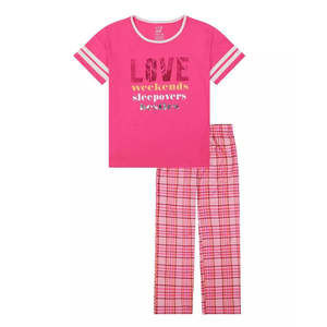 MAX and OLIVIA Big Girls Plaid Long Leg Pajama, 2 Piece Set, Size Medium 7-8